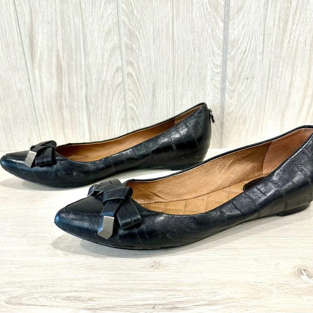 Vince Camuto Graci Black Leather Bow Flats 7